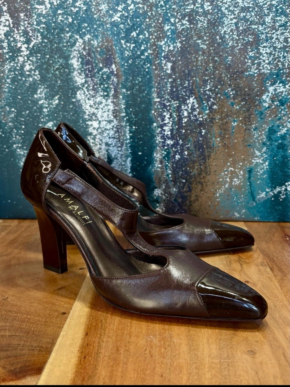 Amalfi Vintage 1990’s RARE Deadstock Old Money Italian Brown Leather‎ Heels NWOT